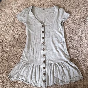 girls cute pale blue button down dress